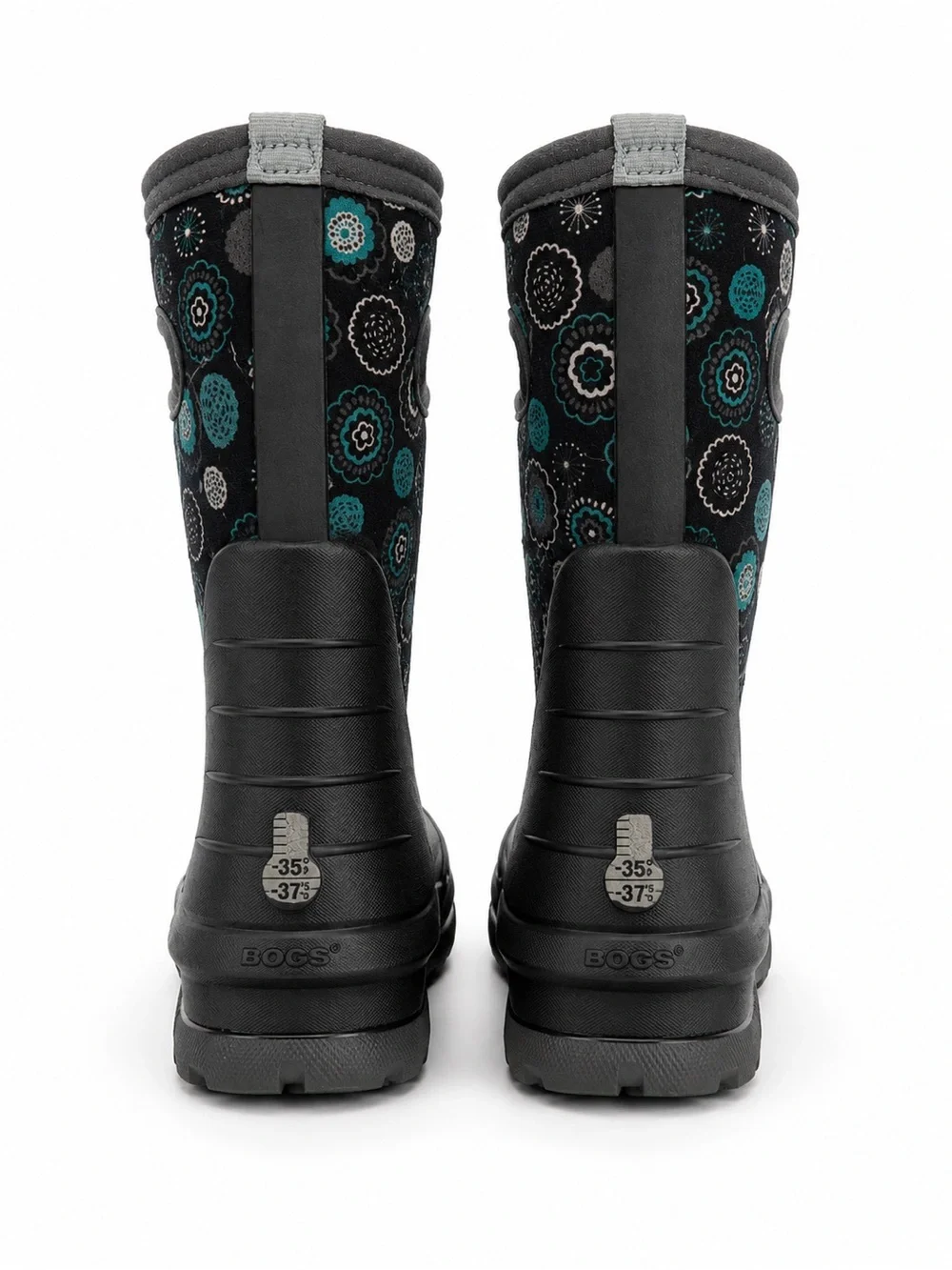Bogs Kids Black & Teal Floral Waterproof Boots